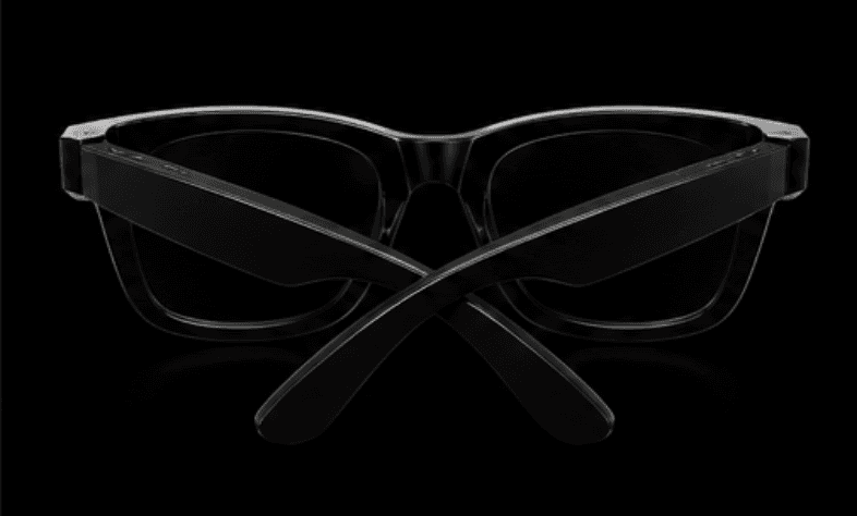 Iris glasses viewed from behind, temples crossed